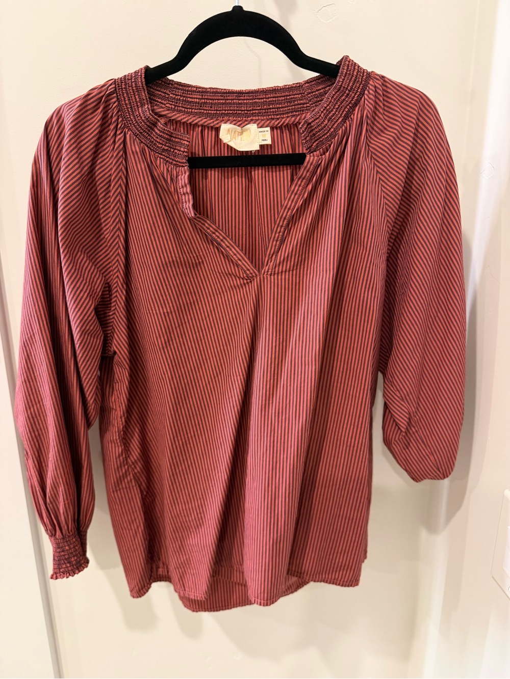 Native Rose-Striped Smocked Neck Tunic